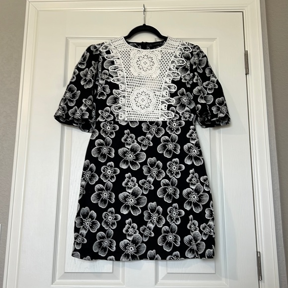 Zara | Dresses | Nwt Zara Woman Black White Floral Embroidery Dress Medium  | Poshmark
